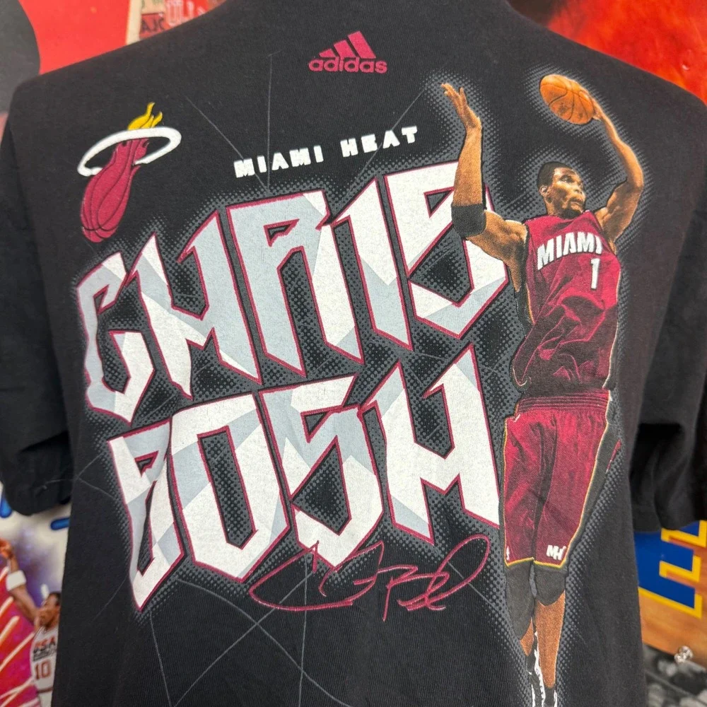 Miami Heat Chris Bosh Adidas NBA Basketball T Shirt Men Size Large‎